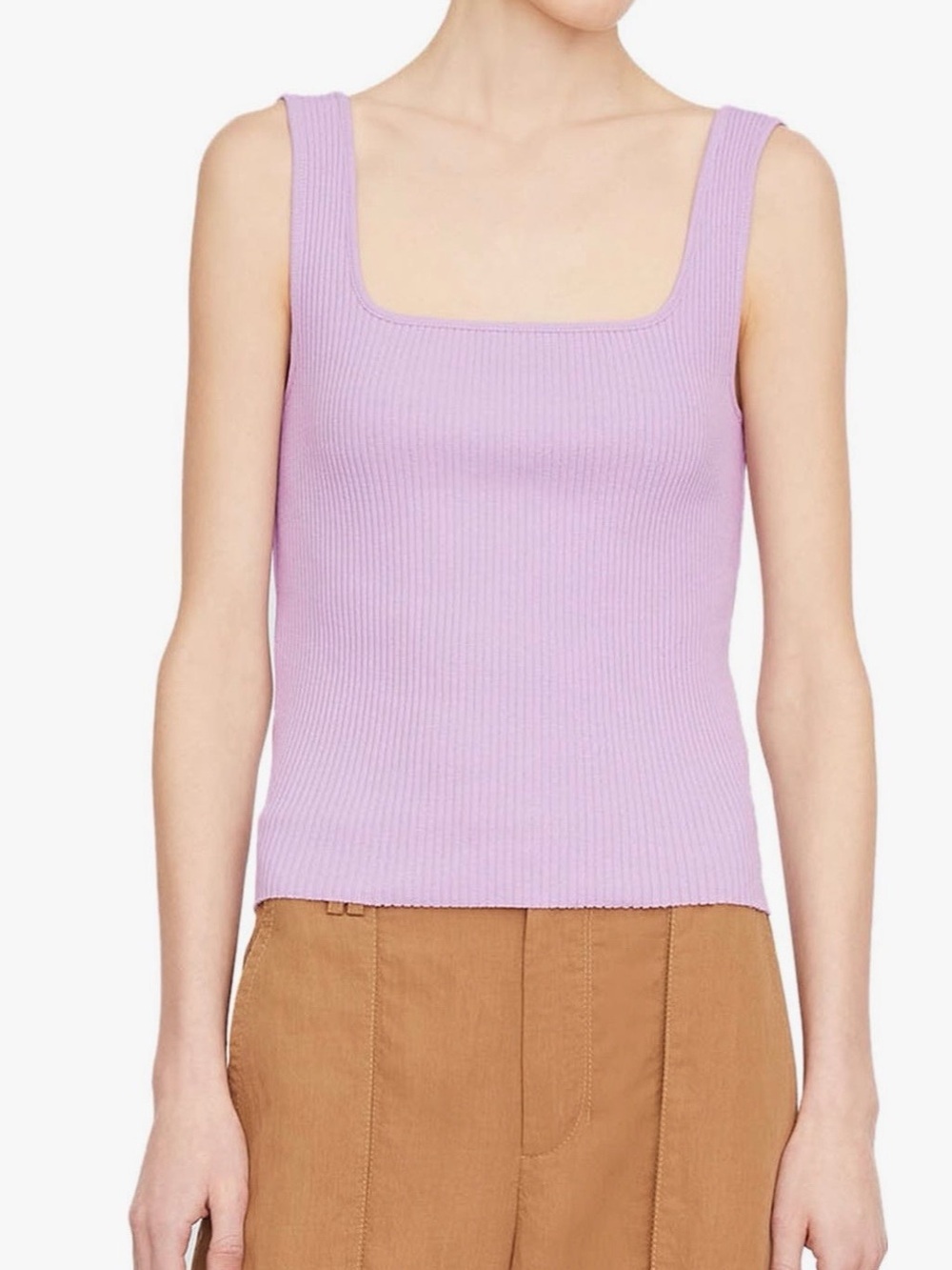 Vince Lavender purple Cotton Ribbed Tank Top Square Neck Size XS